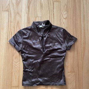 Vintage Y2K Crop Top Shiny Stretch Detail